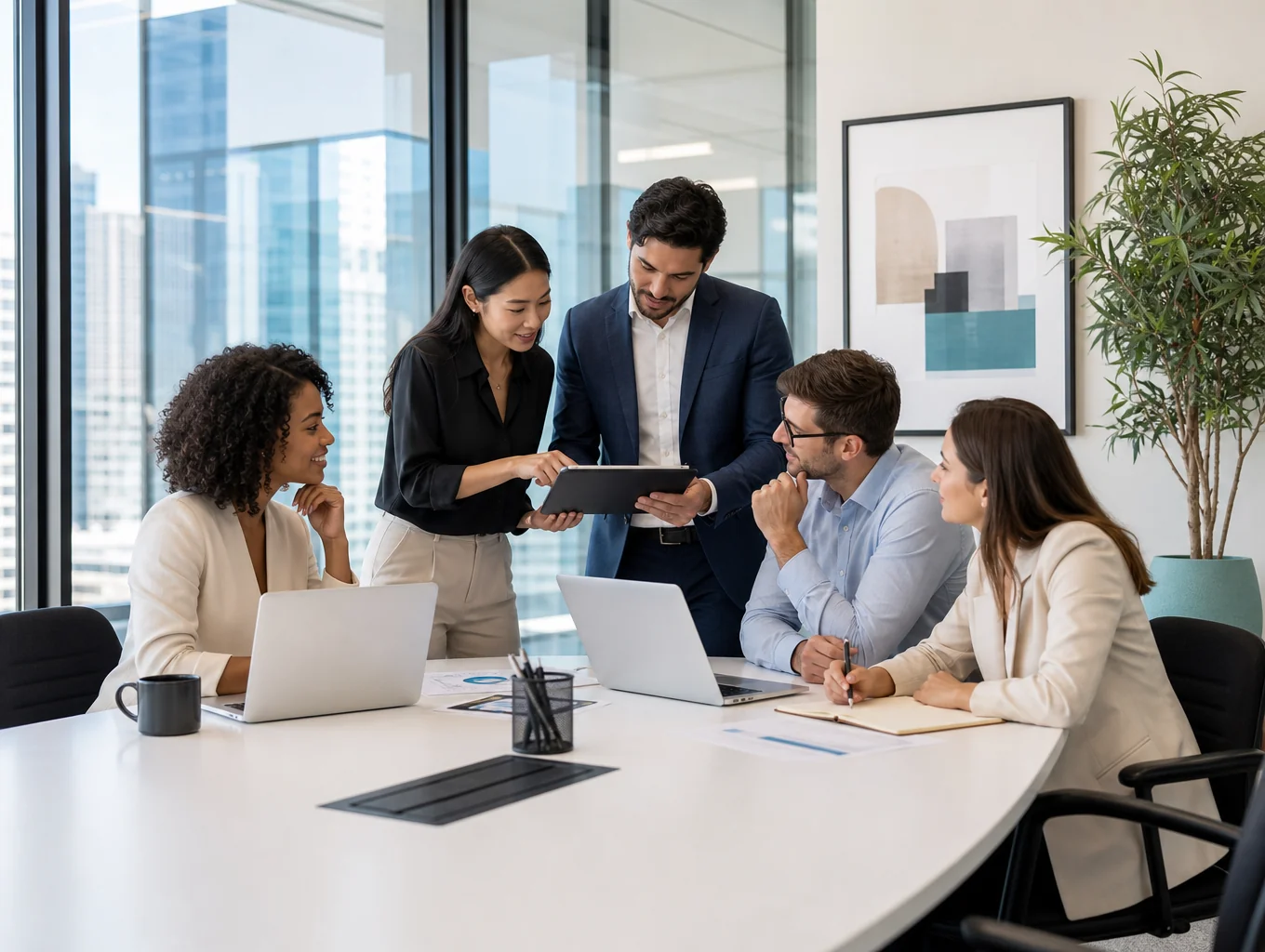 Institutional administrative leadership review in corporate boardroom